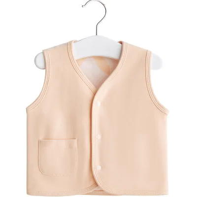 Baby Vest Spring Autumn Pocket Cotton Double Layer Reversible Loose Soft Vest for Kids Waistcoat
