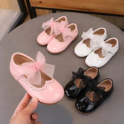 flying girl pink black bow Princess Shoes 2026 girls Lightweight Soft-soled Non-slip Wear-resistant Flats Shoes
