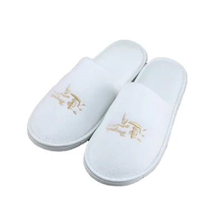 Custom Luxury White Velour Hospital SPA Hotel Guest Disposable Slipper