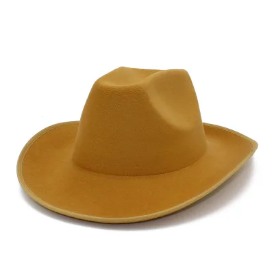 New Style 60cm Large Head Size 9.5CM Wide Brim Casual Men Women Jazz Cap Rolled Brim Cowboy Fedora Hats