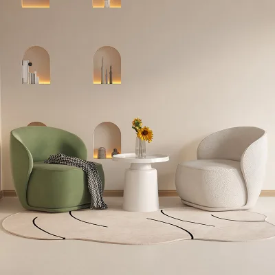 Modern Cozy Barrel Design Velvet Armchair Backrest Negotiation Chair Recliner Bedroom Leisure Chair Home Office Living Room