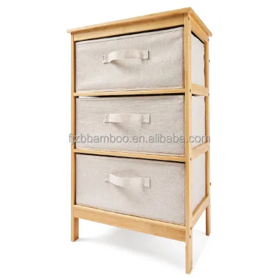 Bamboo 3-Drawer Bedside Table and Easy Storage Cabinet 5kg Capacity for Clothes & Towels for Cutlery Organiser