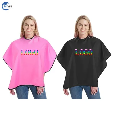 Custom LOGO Fashion Shawl Pink Small Salon Comb Out Cape and Makeup Hair Cut Cape on Shoulder Makeup Capes