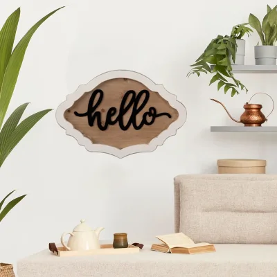 Farmhouse Decorative Door Letter Sign Customizable Decorative Mini Wood Ornaments Wall Hanging Handmade Rustic Wooden Hello Sign