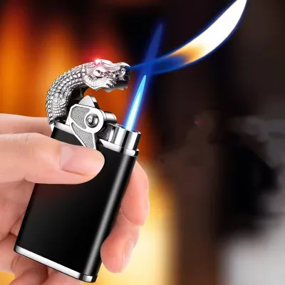 2025 Croc Head Double Fire Torch Lighter Pure Custom Cigarette Gas Lighter Butane Lighters Smoking Accessories