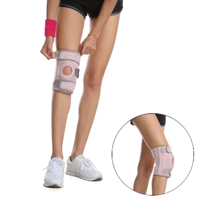 Aolikes Breathable Knee Brace With Side Stabilizers Silicone Knee Pad Support for Meniscus Tear Adjustable Knee Wraps 7912B