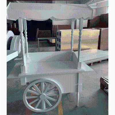 Hot Selling Gold White Candy Cart with Wheels Collapsible Candy Cart Wooden Dessert Cart