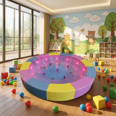 Commercial Kids Soft Play Water Trampoline Eco-friendly PU Max Capacity 100-500kg for Indoor Playground Daycare Party Rental