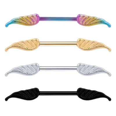 Cheap Good Quality Top Sale Angle Wing Gold Female Nipple Piercing Rings