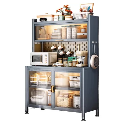 Hot Selling Multi Functional Cavity Board Large Saving Space Storage Cabinets Kitchen With Glass Door