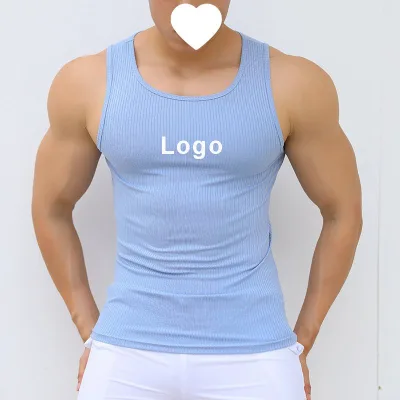 EGY-019 High Stretch Corduroy Sleeveless t Shirt Breathable Ribbed Fitted Singlet Men's tank Top