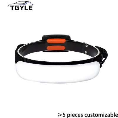5000mah Waterproof COB Headlamp 90 Degree LED Headlight Portable Rechargeable Flashlight for Outdoor Fishing Forehead Hard Hat