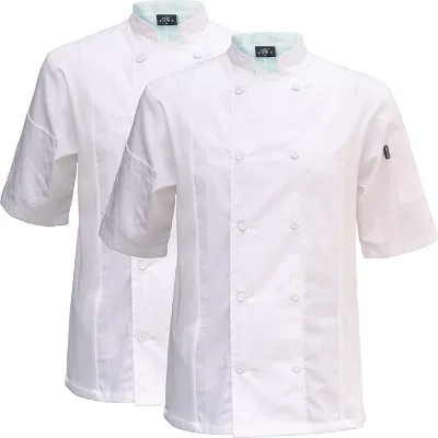 Short Sleeve Chef Jacket Poly Cotton with Mesh Vent Inlay Cool Breeze on Each Side Vent Chef Coat Restaurant Hotel Work Uniform