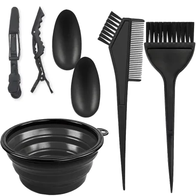 Wholesale Salon Hair Coloring Tools Kit Hair Dye Mix Bowl Dye Brush Dual-purpose Comb Section Clips Ear Protectors