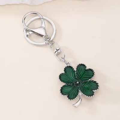 Wholesale Metal Plant Key Chains Gift Spiritual Nature Keyring Good Lucky Keychain Charm Pendant Clover Keychain