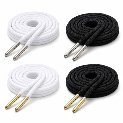 Wholesale Custom Round Braided Polyester Shoelaces with Metal Aglets for Sneakers Sport Shoes Casual Shoes (CN)