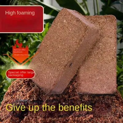 Small Coconut Brick Universal Grade Coconut Fiber Coarse Husk Low-Salinity Superabsorbent Excellent Breathability Flower Pot