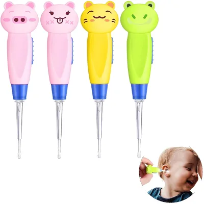 Kids Earpick LED Flashlight Baby Ear Cleaner Wax Removal Tweezer Cartoon Ear Care Tool Hand Held ABS Model TE-002