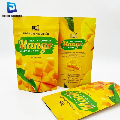100g Digital Printing Laminated Aluminum Foil  LOW MOQ Dried mango Fruit Stand up Custom Printed Ziplock Bag for Food Packaging