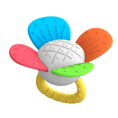 Rainbow Flower Baby Toy, Adorable Realistic Flower Rattle Teether, Soothes Gums for Chewing, Exercises Baby Hand Skills