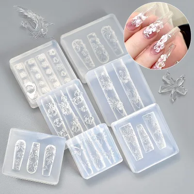 New Deep 3d Nail Silicone Mold Flowers Swan Designs Reusable Nail Silicon Mold Tools for Nail Art Custom