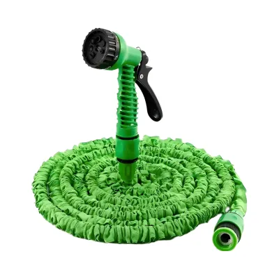 100ft Green Garden Hose with Multi-Functional Spray Nozzle Flexible Lightweight PVC Plastic Durable for Gardening
