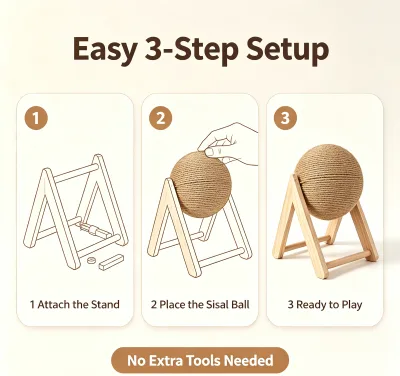 Minimalist Hemp Rope Stand Cat Nail Scratch Ball Heavy-Duty Eco-Friendly Anti-Slip Interactive Rolling Toy Indoor Pet Relaxation