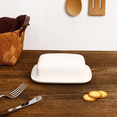 Low Price Wholesale Handmade Custom Kitchen Ware Butter Container Dish Ceramic Porcelain Butter Dish With Cover