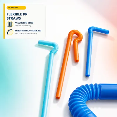 PP Flexible Bendy Drinking Straws Mixed Colors Accordion Bend Wholesale