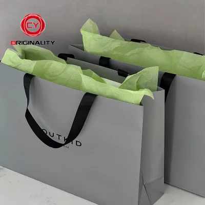 10X7X12 Cat Grey Shopping Dress Accessories Paper Bag Minimalist
