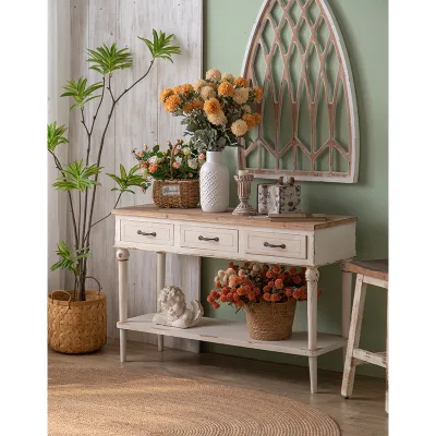 Good Quality Vintage Scandinavian Design Indoor Furniture Console Table Solid Wooden Console Table With Storage Drawers
