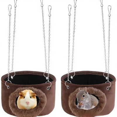 Small Pet Hammock Hamster Hanging Basket Suspended Nest Chinchilla Four-season Warm Fleece Nest Stock for Indoor Use