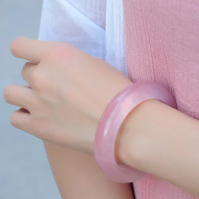 DIY Natural crystal gem Stone Bangle Madagascar rose quartz Bangle Bracelets for Women