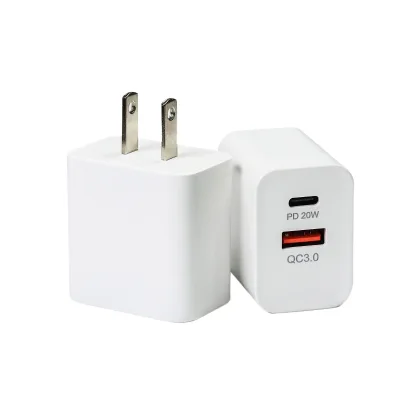 Compact 20W GaN Wall Charger USB-C Power Adapter with EU Plug for Space-Saving Fast Charging
