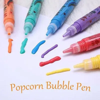 High Quality 3d Popcorn Gel Pen Bubble Pen 6 Psc Diy Bubble Popcon Drawing Pen