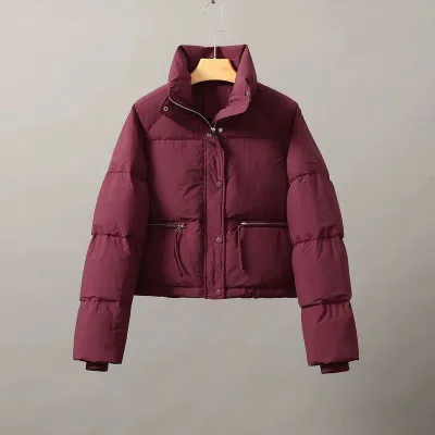 New Cotton-Padded Women's Short Korean Version Stand Collar Thickened Bread Coat Cotton-Padded Women Coat