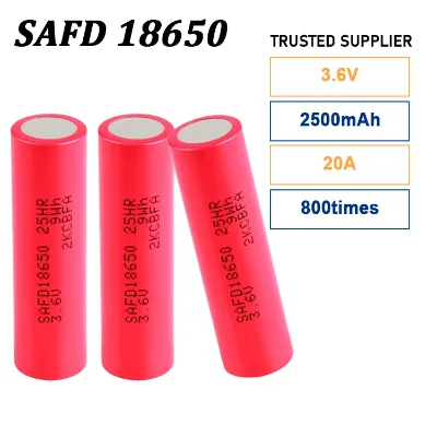 High Drain 20A 18650 2500mAh 3.6V Lithium-ion Cylindrical Batteries for RC Car Toys Flashlight and Power Tools