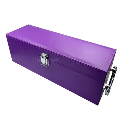 Most Popular Wine Bottle Box Vintage Wine Carrying Case with Handle Purple Leatherette Single Box and Wine Box Pu Leather