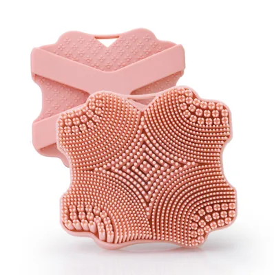 Soft Silicone Bath Scrubber, Double-Sided Exfoliating Body Brush Portable Shower Loofah Pad for Women Men
