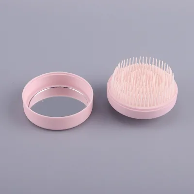 Hot Sale Folding Makeup Mirror Travel Portable Cosmetic Mirror With Plastic Hair Brush Comb