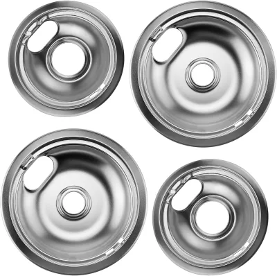 8 " W10196405 and 6 " W10196406 Replacement Range Cooktop Porcelain Drip Pans Bowls for Whirlpool Amana Maytag Range Stove