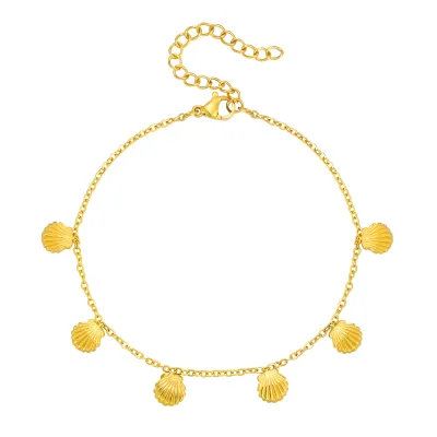 Fashion Stainless Steel Shell Anklets for Women Real 18K Gold Designer Anklets for Women