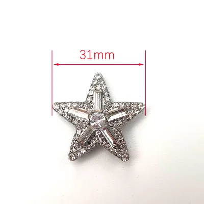 Wholesale 31mm Five-pointed Star Rhinestone Shoe Buckle Zinc Alloy Crystal Star Shoe Clip for Ladies Sandal Accessories