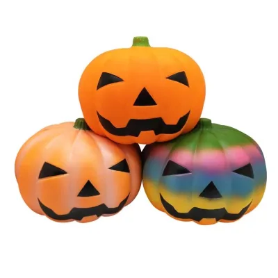 Custom Promotional PU Foam Soft Pumpkin Shape Anti Stress Ball Halloween Pumpkin Squeeze Ball Slow Rise Fruit Toy for Gift