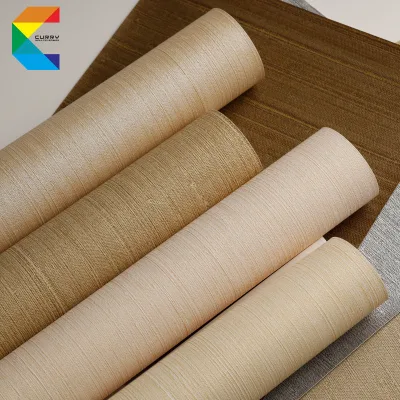 Eco-Friendly Vintage Modern Natural Weave Texture Fireproof 100% Vinyl Material Wallpaper for Home Renovations Wallcoverings