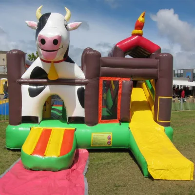 Customized Kids Adults All Can Play Inflatable Cow Bouncer Slide Combo for Sale