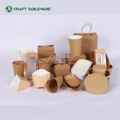 Wholesale Heat Resistant Custom Packaging Rectangular Kraft Paper Salad Bowl With Logo for Hot Food Warm Salad Takeaway