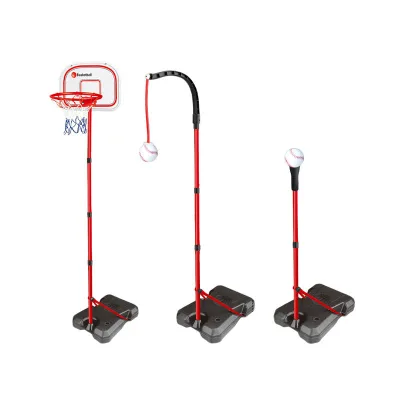 3-in-1 Kids Multi-Sport Activity Center Adjustable Basketball Hoop Baseball T-Ball Set Soccer Goal Indoor Outdoor Game Toy Gift