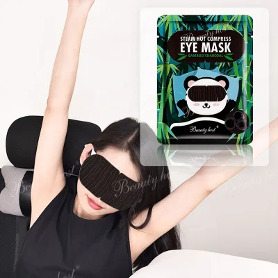 Bamboo Charcoal Herbal Cotton Disposable Self Heating Steam Eye Mask with Anti-Wrinkle & Dark Circles Care