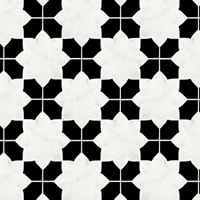 Black White Waterjet Design Mosaic Floor Tile Price in Inida
